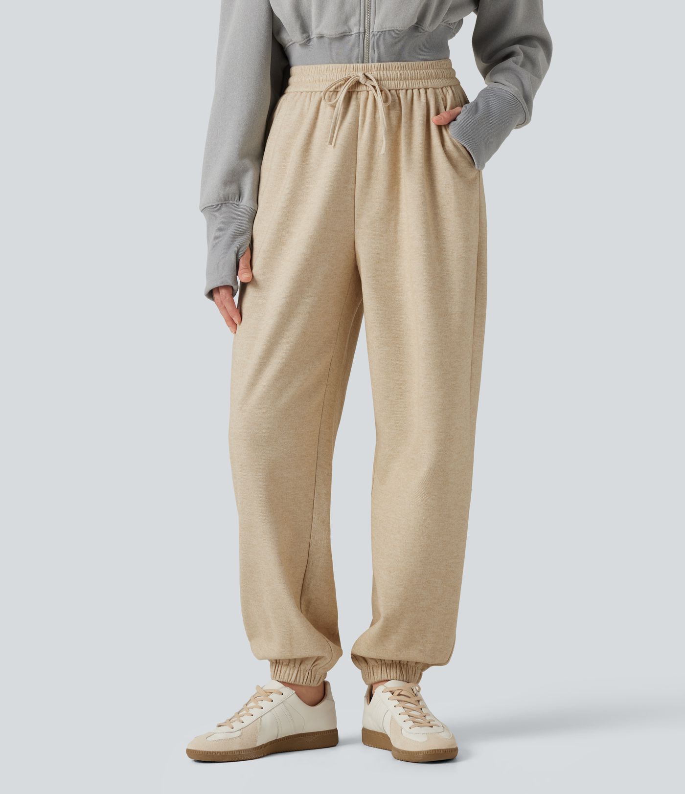 Pantalon de jogging taille haute avec cordon de serrage et poches