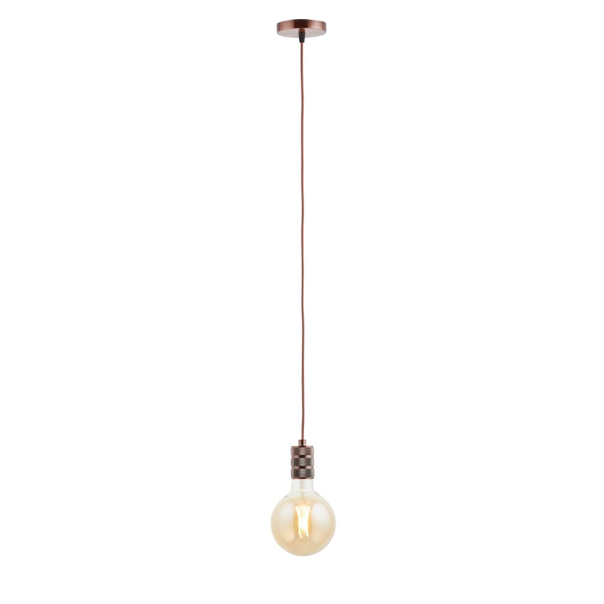 Lighto | Pendel Koper | Inclusief Lichtbron Goud | Retro | 1.5m Snoer | Met Plafondkap