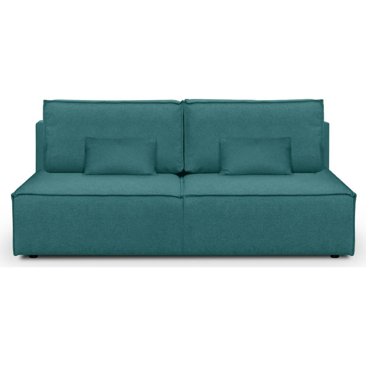 MILLA NEW - Canapé convertible 3 places avec coffre en tissu bleu canard