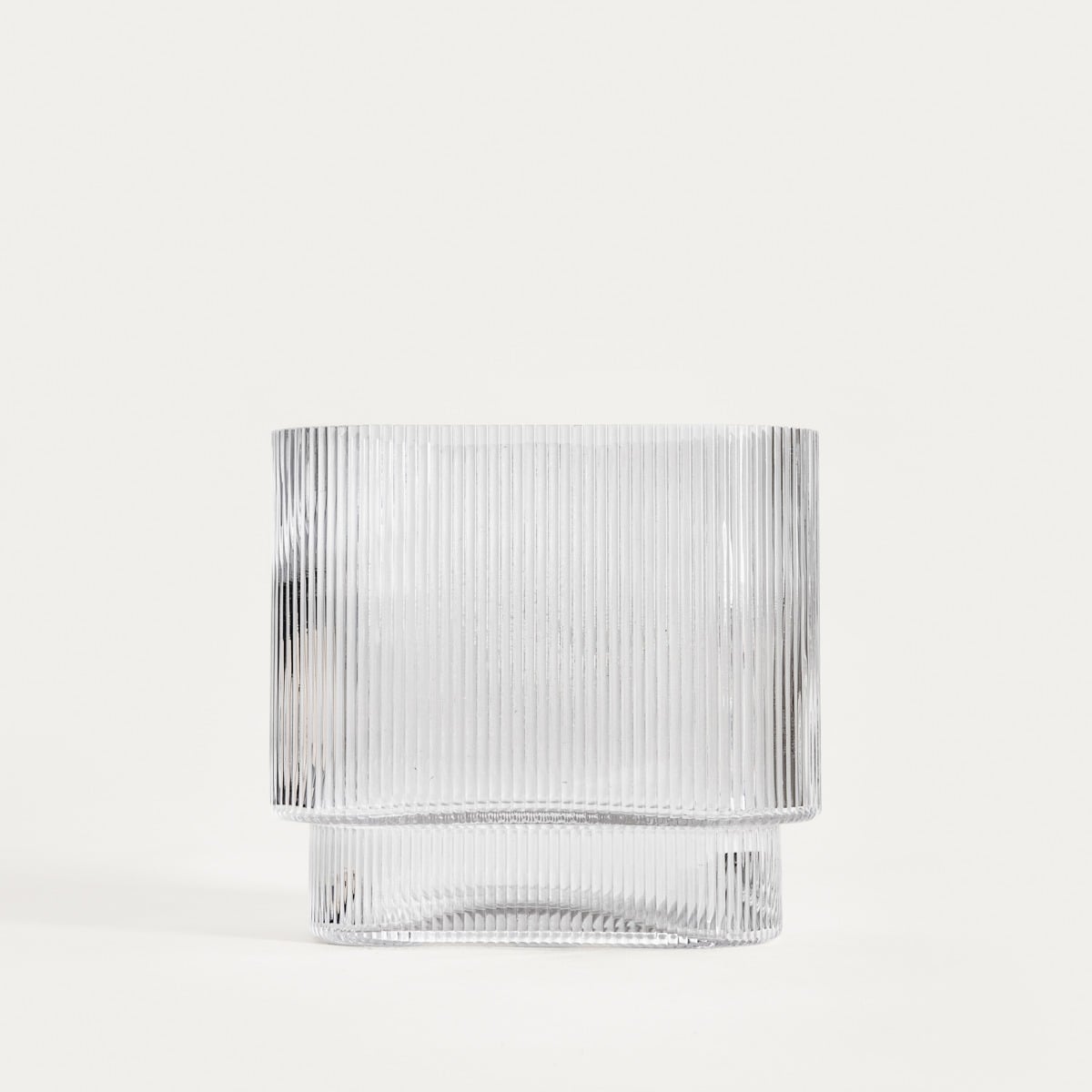 Wazon AMER szklany podłużny prążkowany transparentny 20x10x18,5 cm