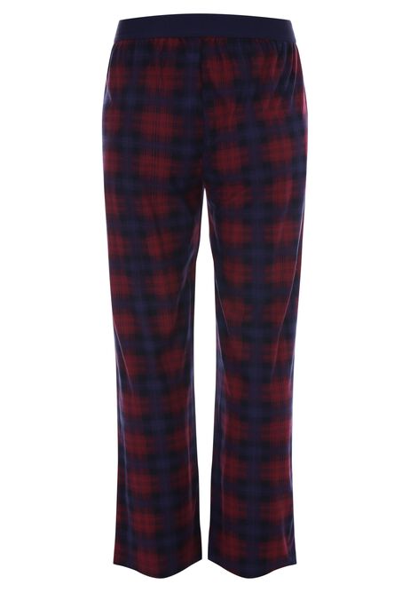Mens Wine Check Fleece Pyjama Bottoms