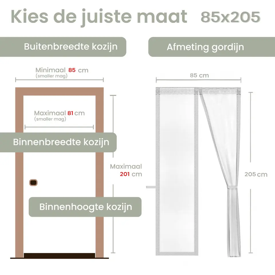 O'DADDY Deurgordijn Deluxe FIBER 85x205 - Magnetisch Vliegengordijn Wit