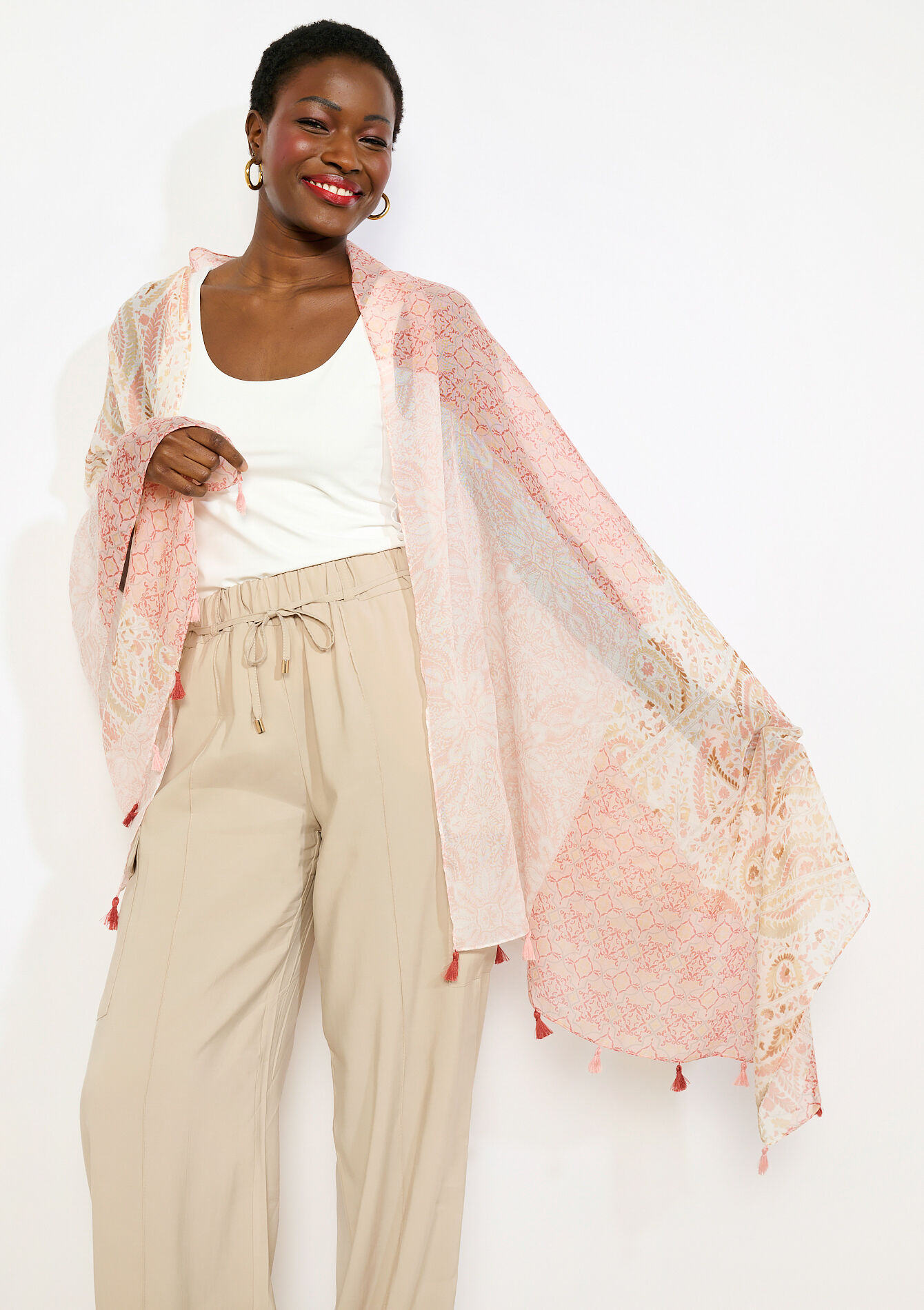 Bedrukte sjaal met franjes