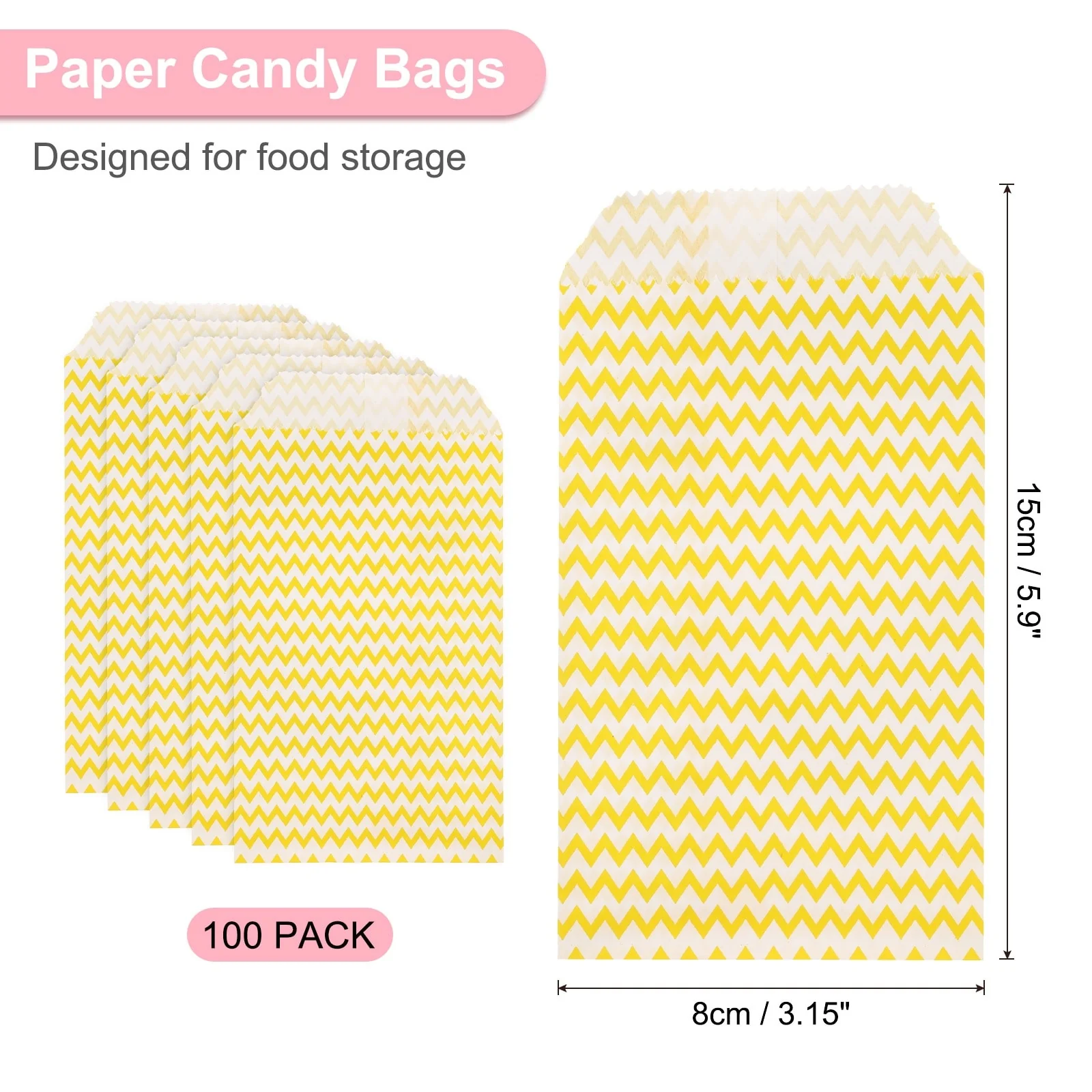 100Pcs Kraft Paper Treat Bags, Greaseproof Cookies Bag Flat Favor Bags