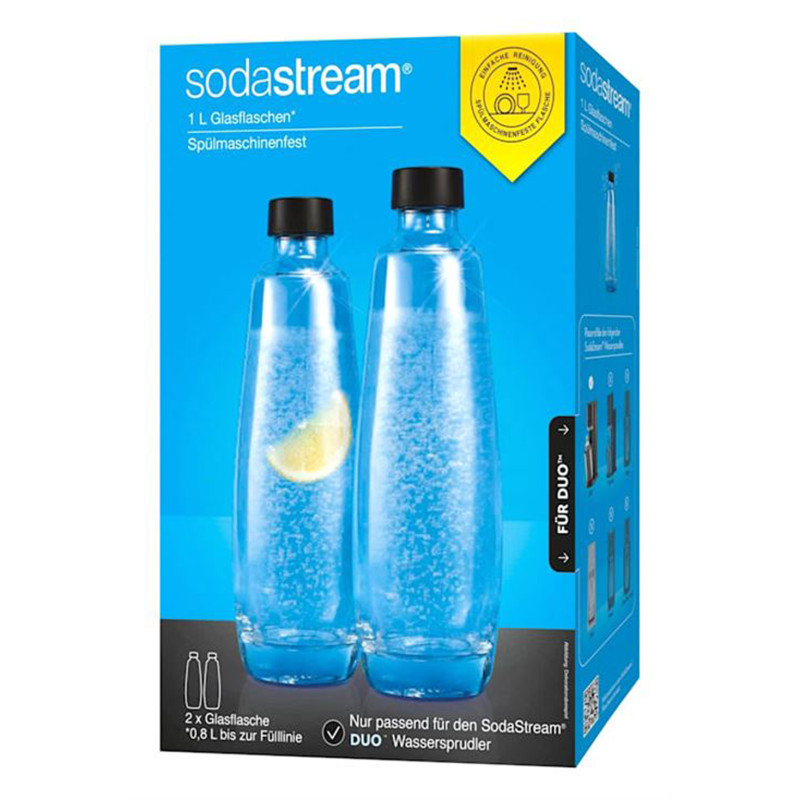 Bouteille pour machine à boisson pétillante en verre 1 L 2 pièces SODASTREAM
