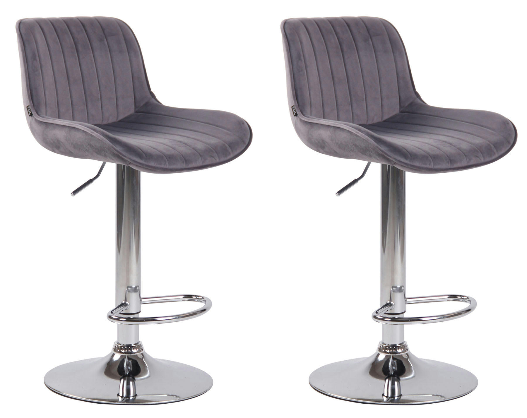 LENTINI - Lot de 2 tabourets de bar réglables en velours Gris foncé
