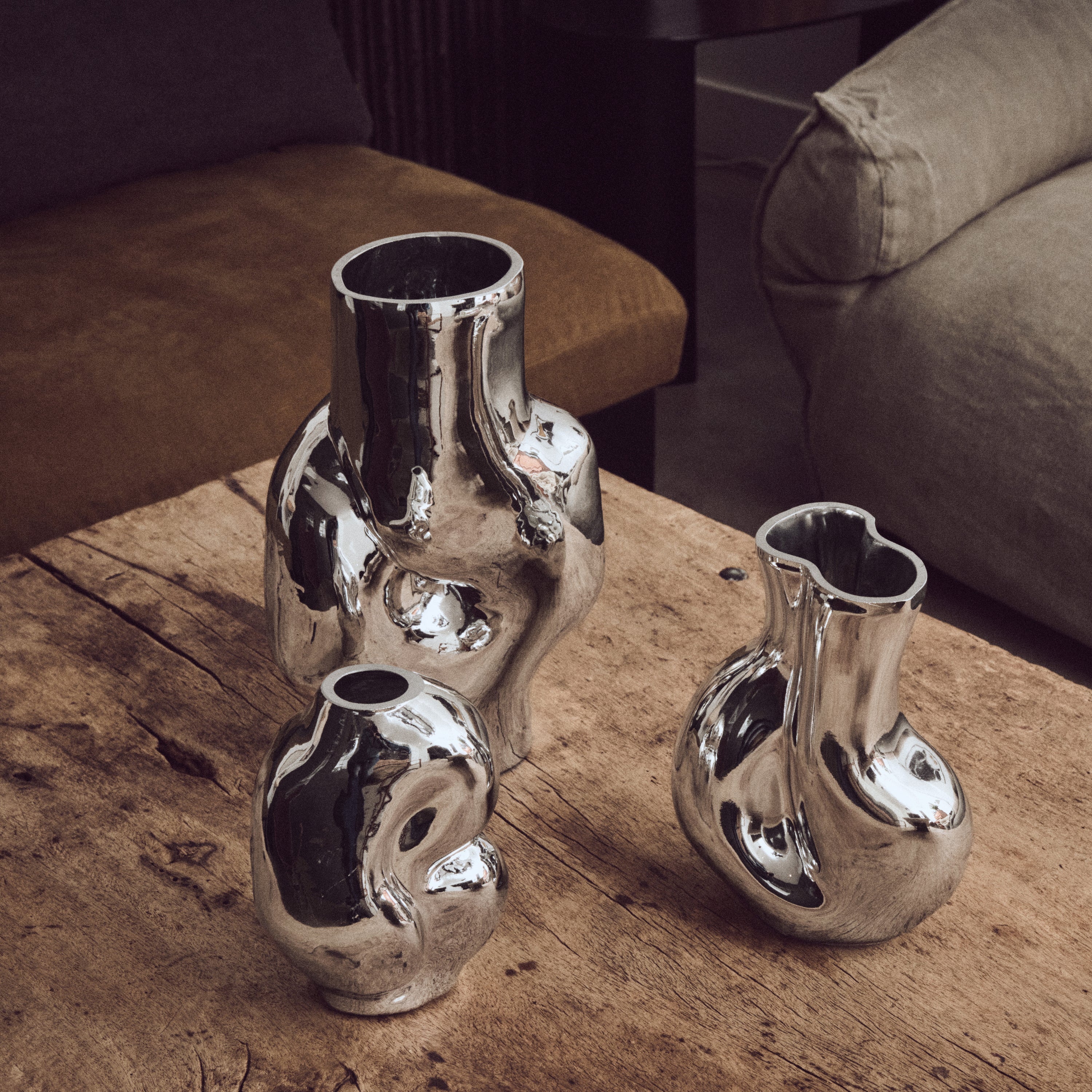 HKliving Gleam Glass Vaas Medium - Chrome