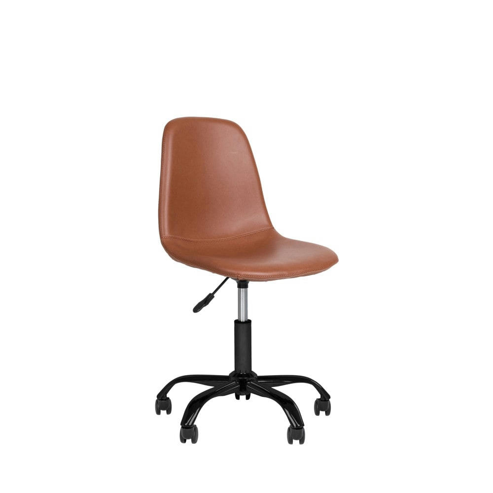 STOCKHOLM - Chaise de bureau à roulettes en simili marron