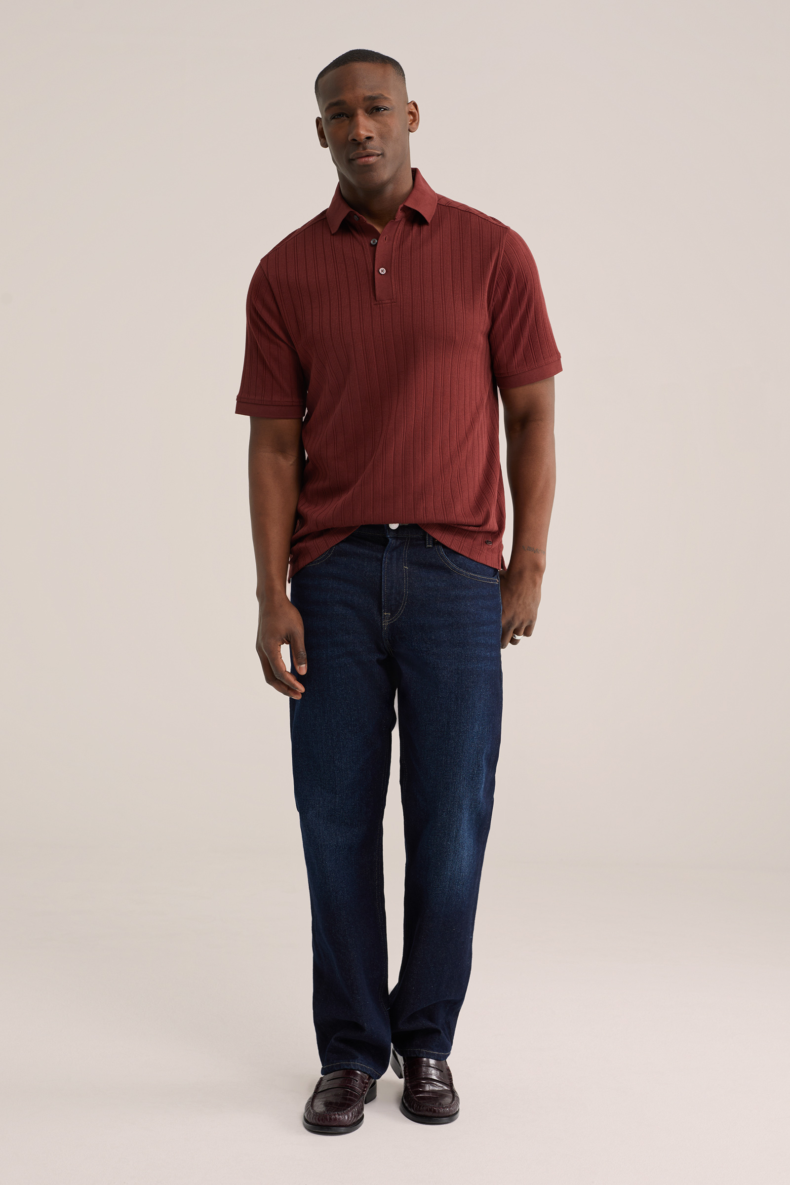 Heren regular fit polo met structuur