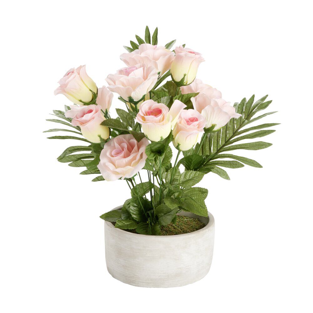 Roses articielles dans pot en ciment Ø20xH34cm