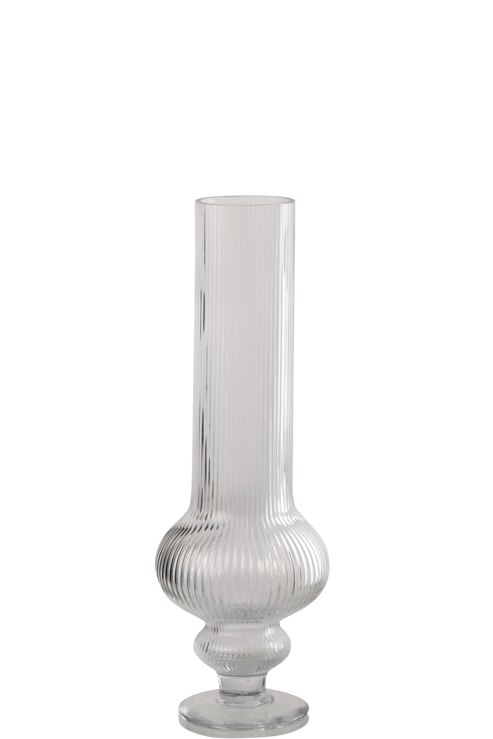 J-Line vaas Ada Geribbeld - glas - transparant - medium