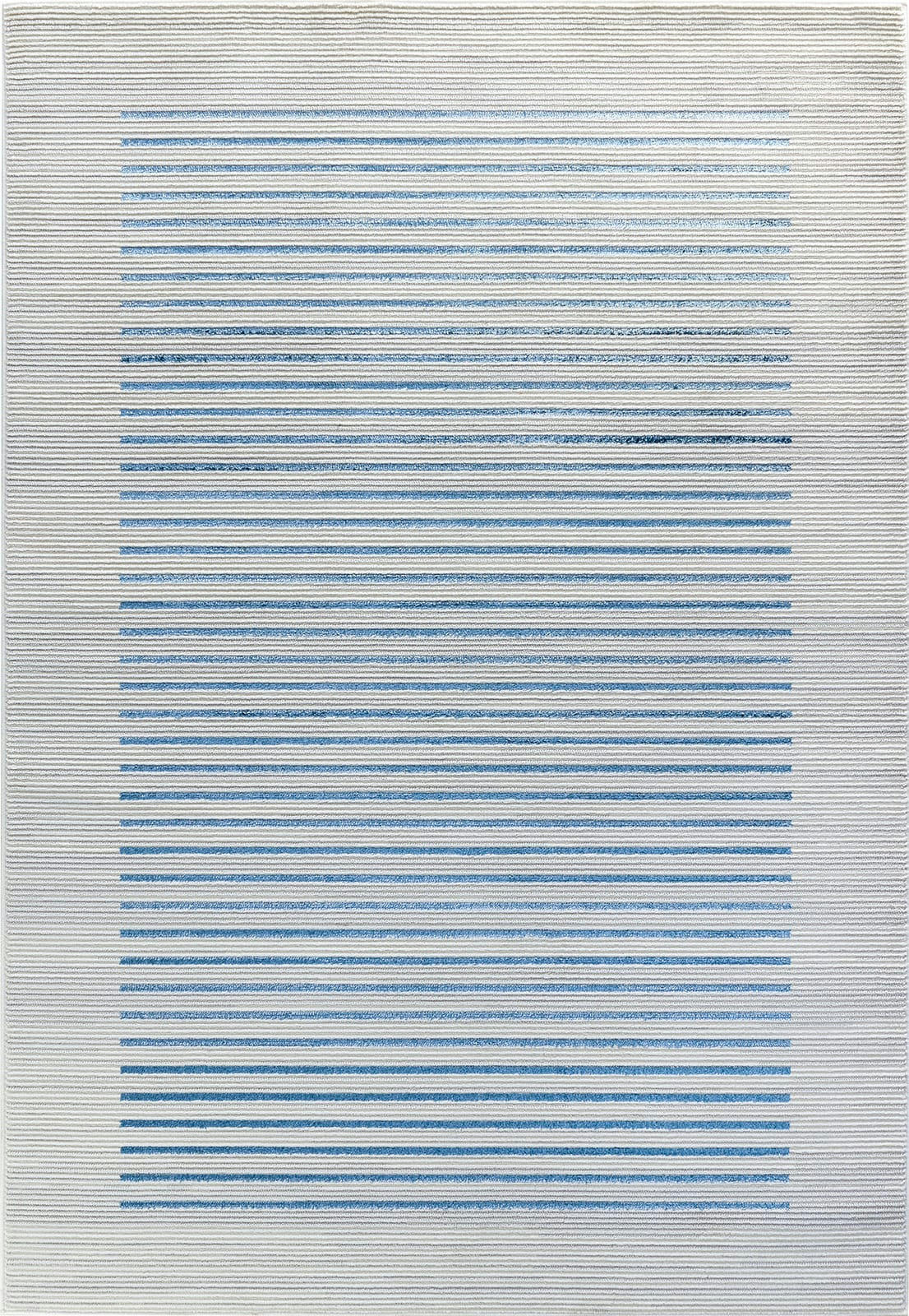 KAYSA - Tapis Scandinave Rayé Ivoire/Bleu/Gris 160x220