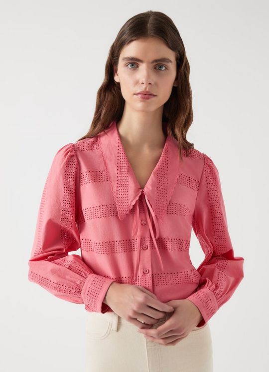 Lindy Desert Rose Embriodered Collar Blouse