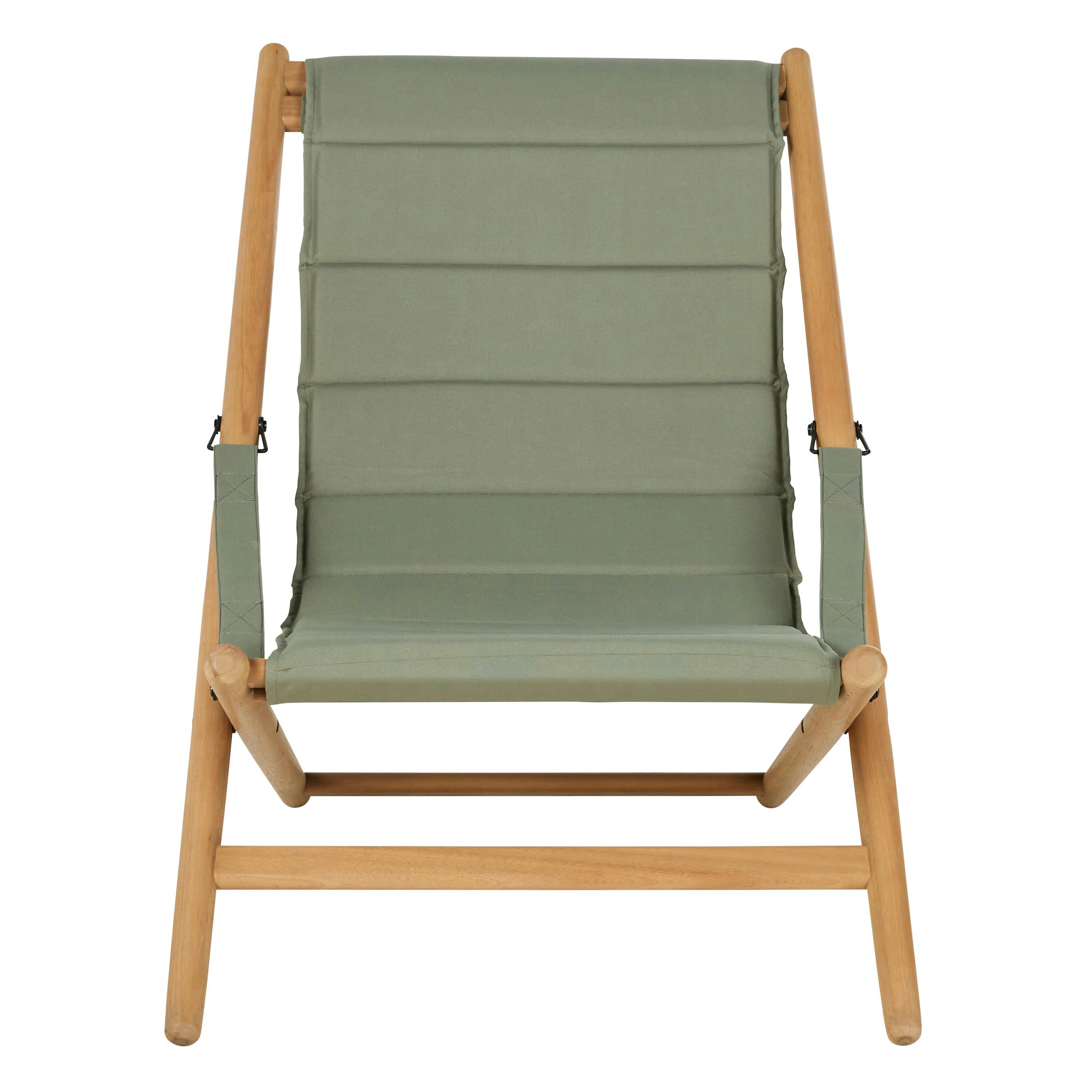 Varna - Chilienne en bois d'eucalyptus et toile en polyester recyclé vert kaki