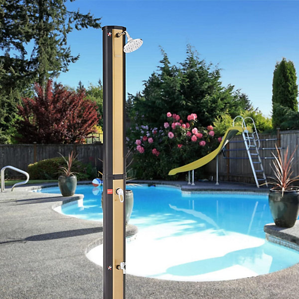 Douche Solaire 35L avec Thermomètre Douchette de Pied et Housse de Protection