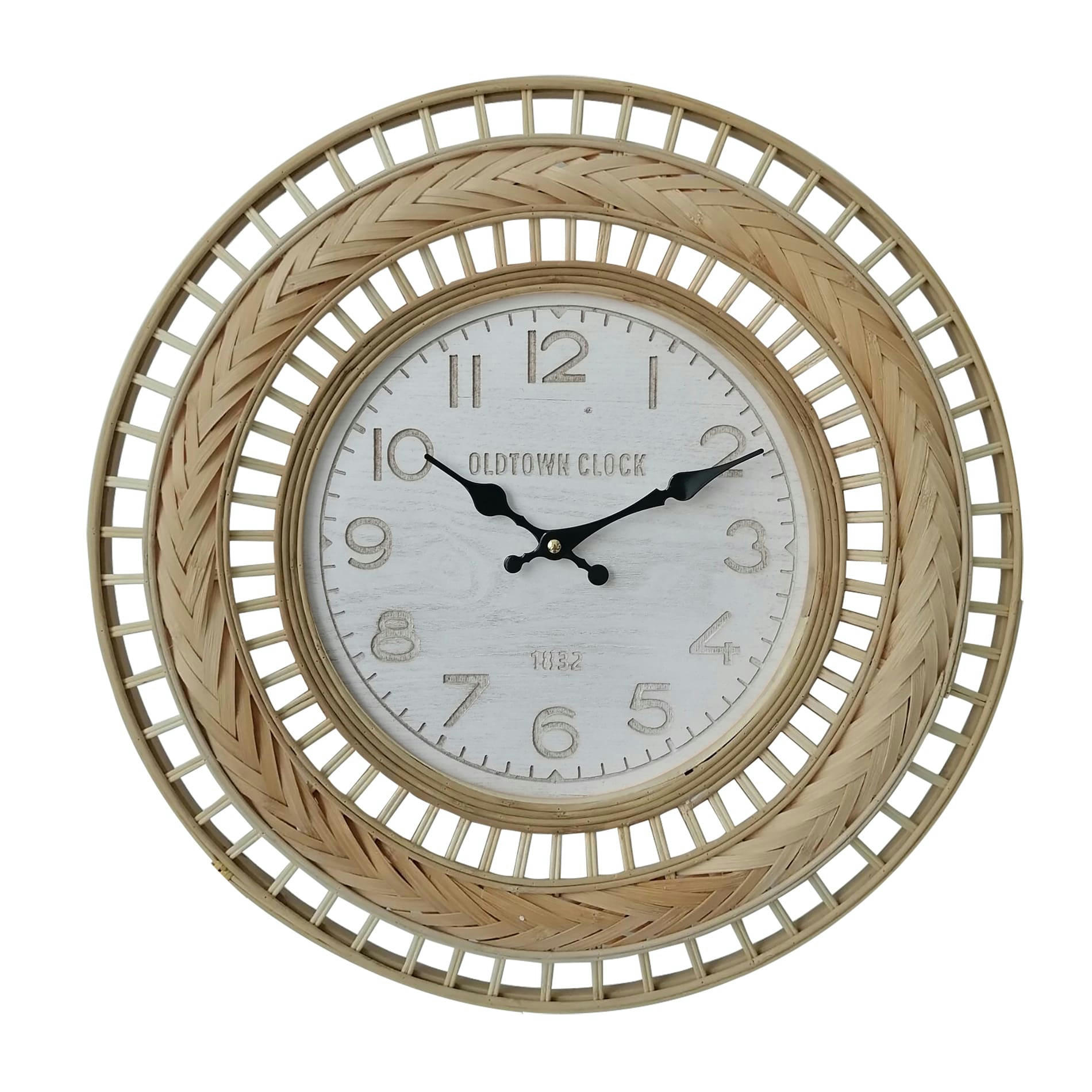 - Horloge murale grande en MDF et métal blanche et beige Ø 50 cm