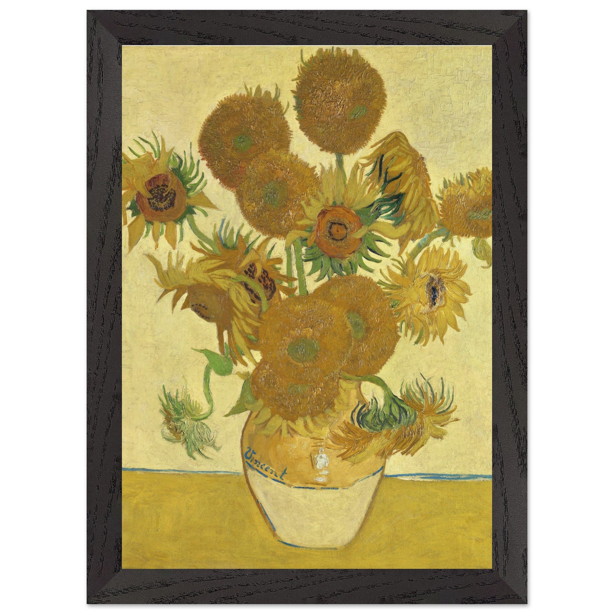 Poster met Lijst Vincent van Gogh - Zonnebloemen (1888)  - A4 21x29.7 cm - Geel