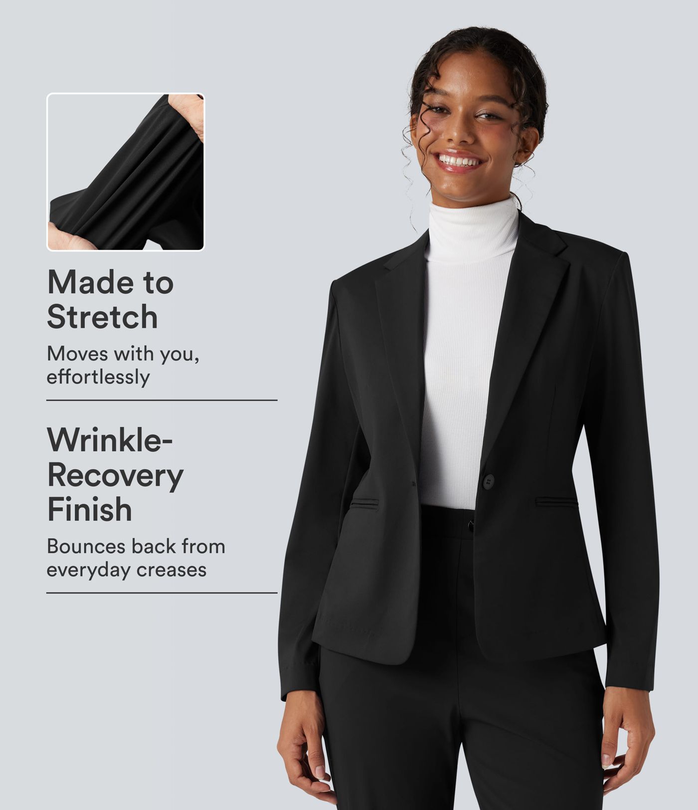 Blazer de bureau ajusté Halara Flex™ Suit à défroissage facile avec col tailleur et poches
