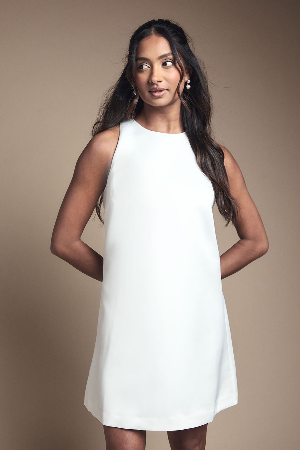 Coast Bow Structured Satin Bridal Mini Dress