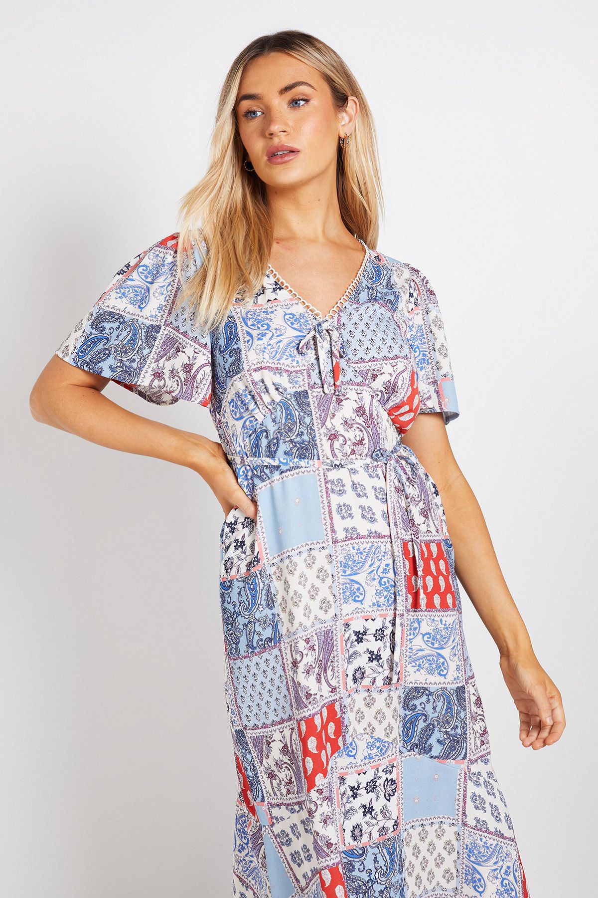 Dorothy Perkins Lace Trim Angel Sleeve Maxi Dress