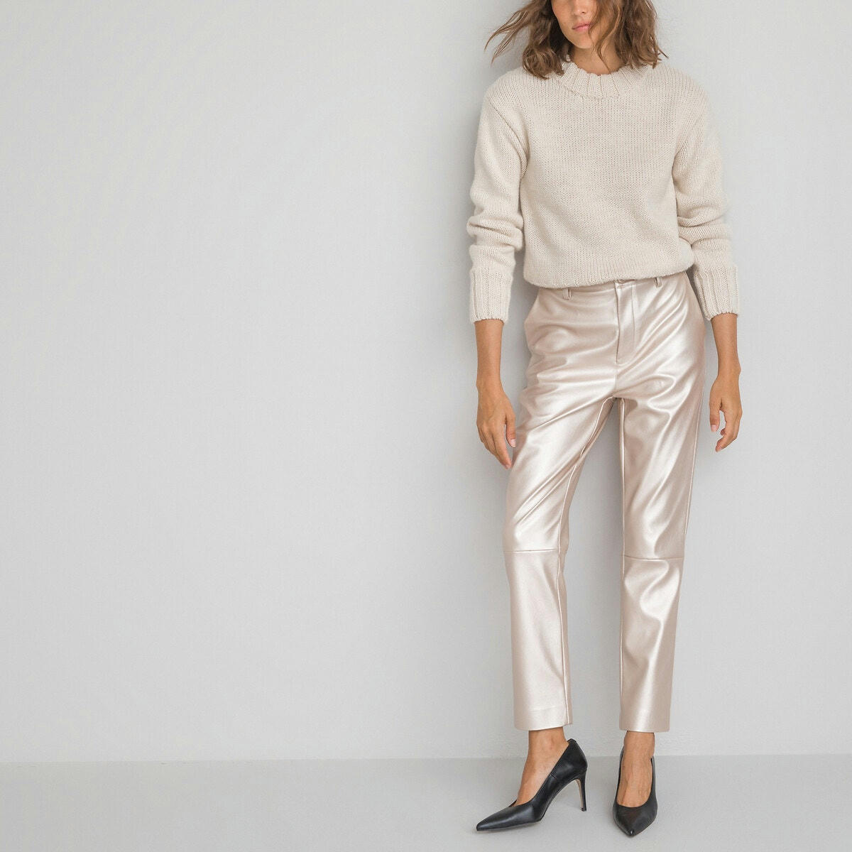 Pantalon droit en simili