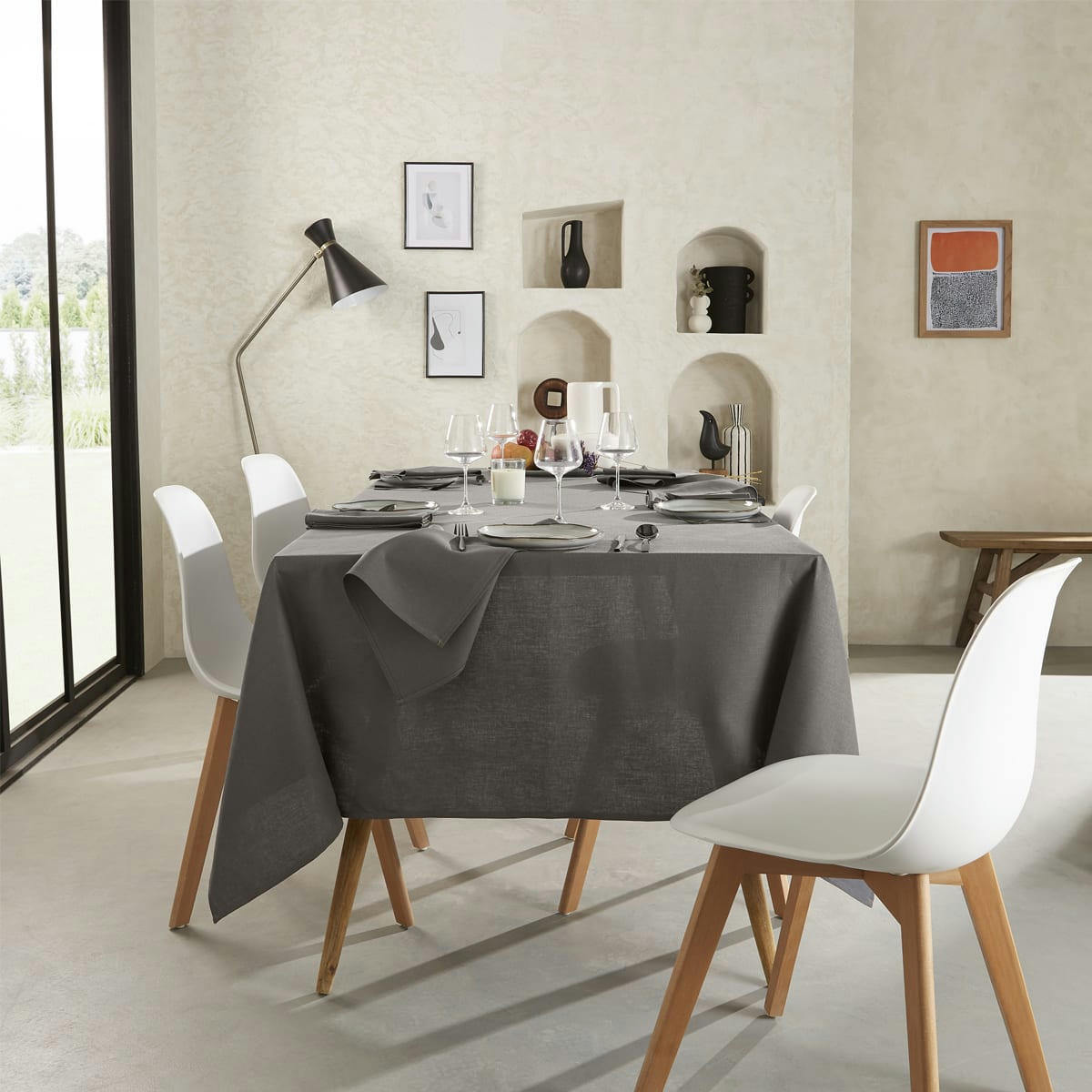 LA LILLOISE - Nappe unie en polylin pavot 180 x 180