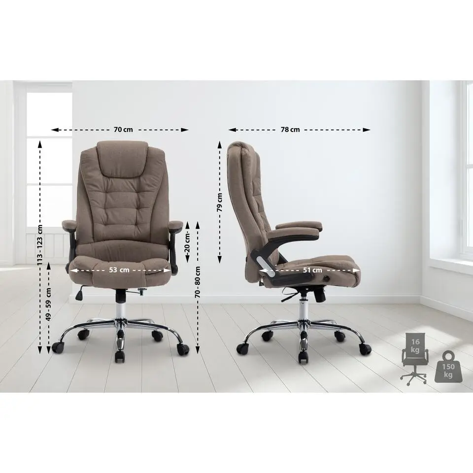 CLP Bureaustoel Thor chroom Frame - Stof - taupe