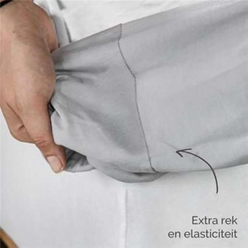 Byrklund - Hoeslaken Katoen - 160x200 cm - Licht Grijs