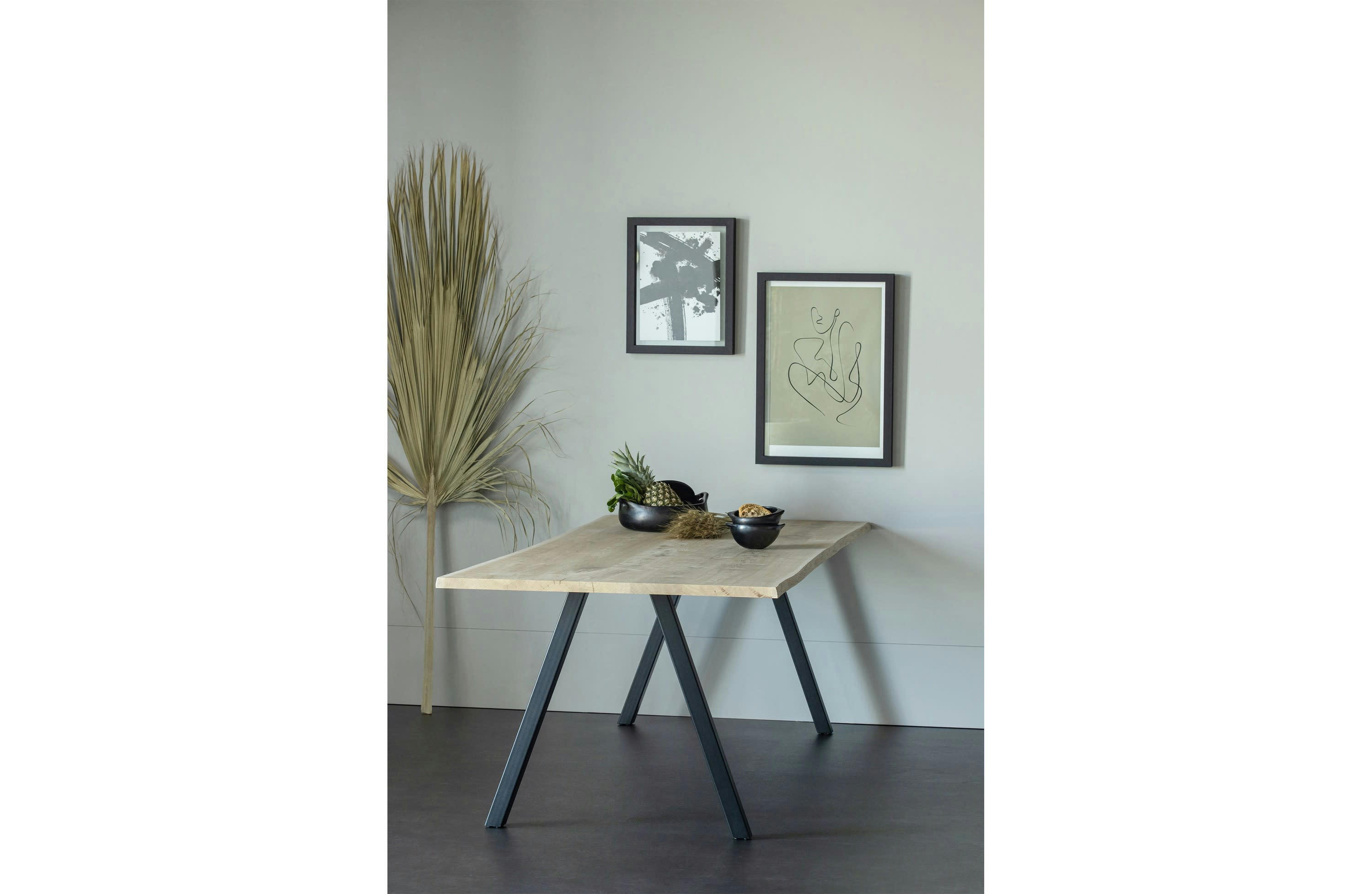 TABLO - Table 199x90 en chêne massif beige pied carré