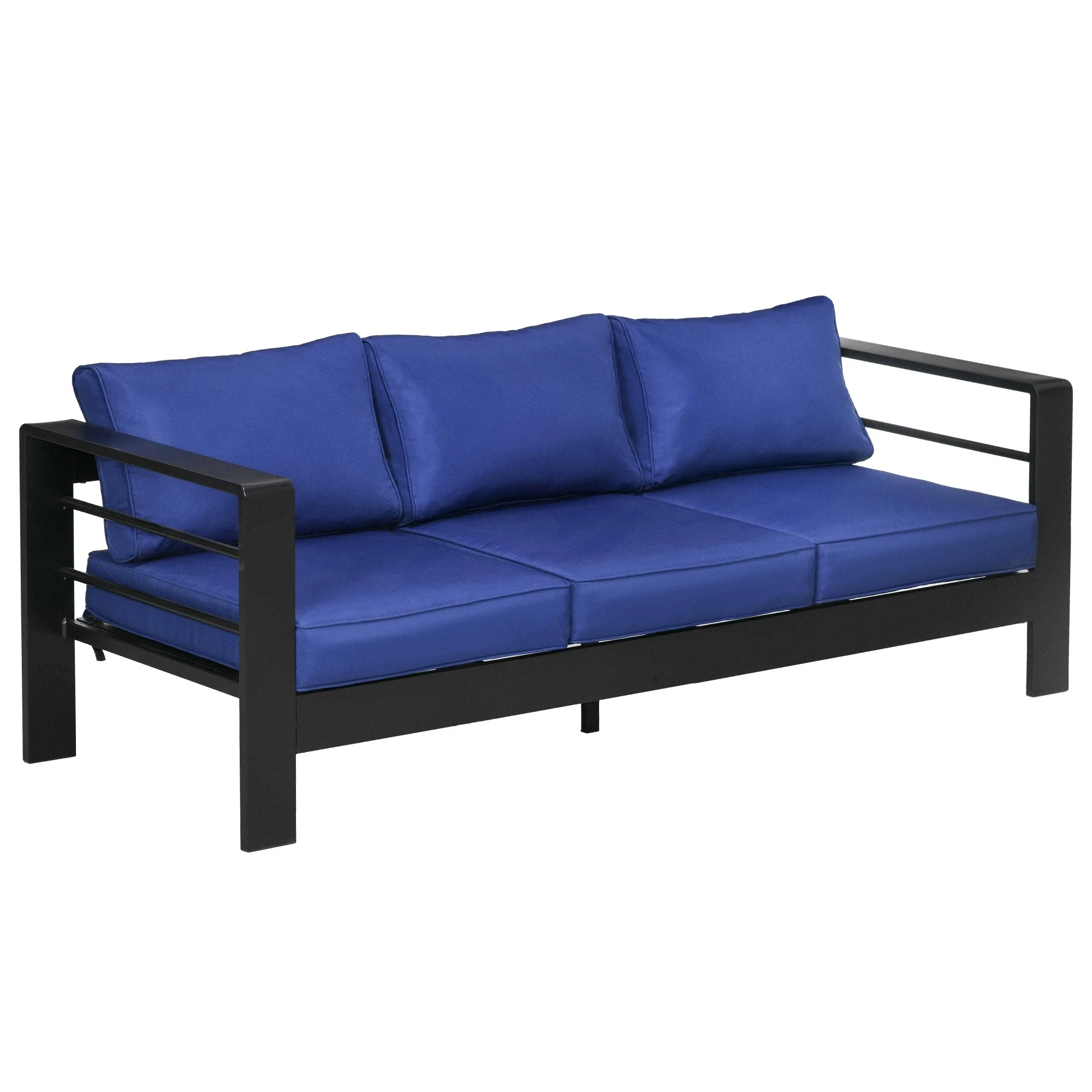 Outsunny 69 Modern Patio Furniture with Thick Padded Cushions, 3 Seater Aluminum Outdoor Sofa with Wide Armrests, Garden