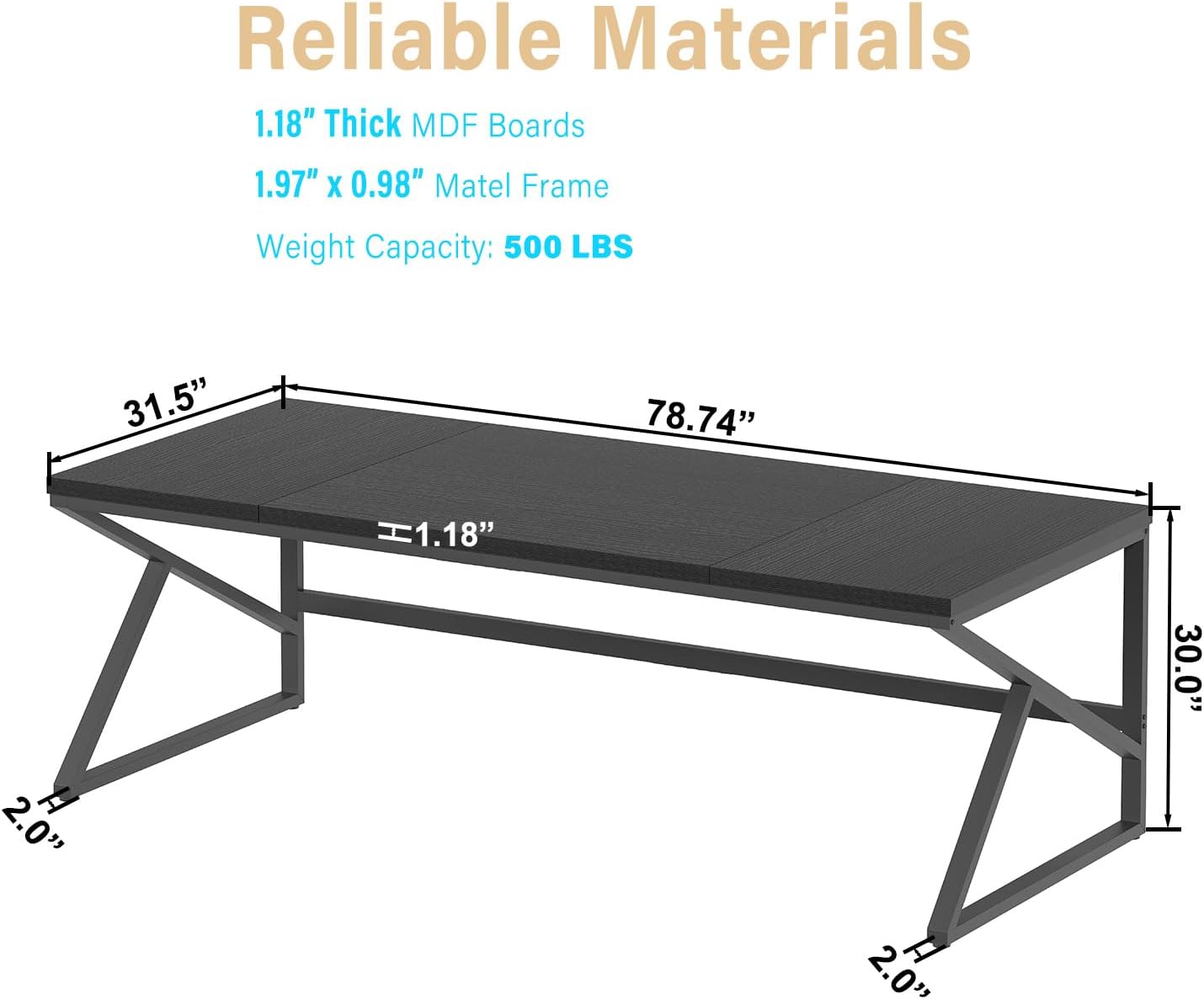 HSH Extra Long Black Computer Desk, 78 inch Large Home Office 2 person Desk, Industrial Metal Wood double Desk for Executive Work Writing Study, Modern Black Bedroom Living Room PC Laptop Gaming Table