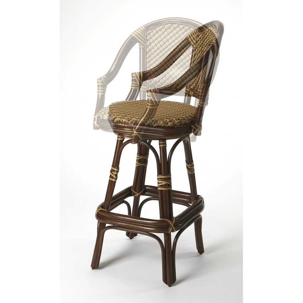 Dark Brown Rattan Bar Stool
