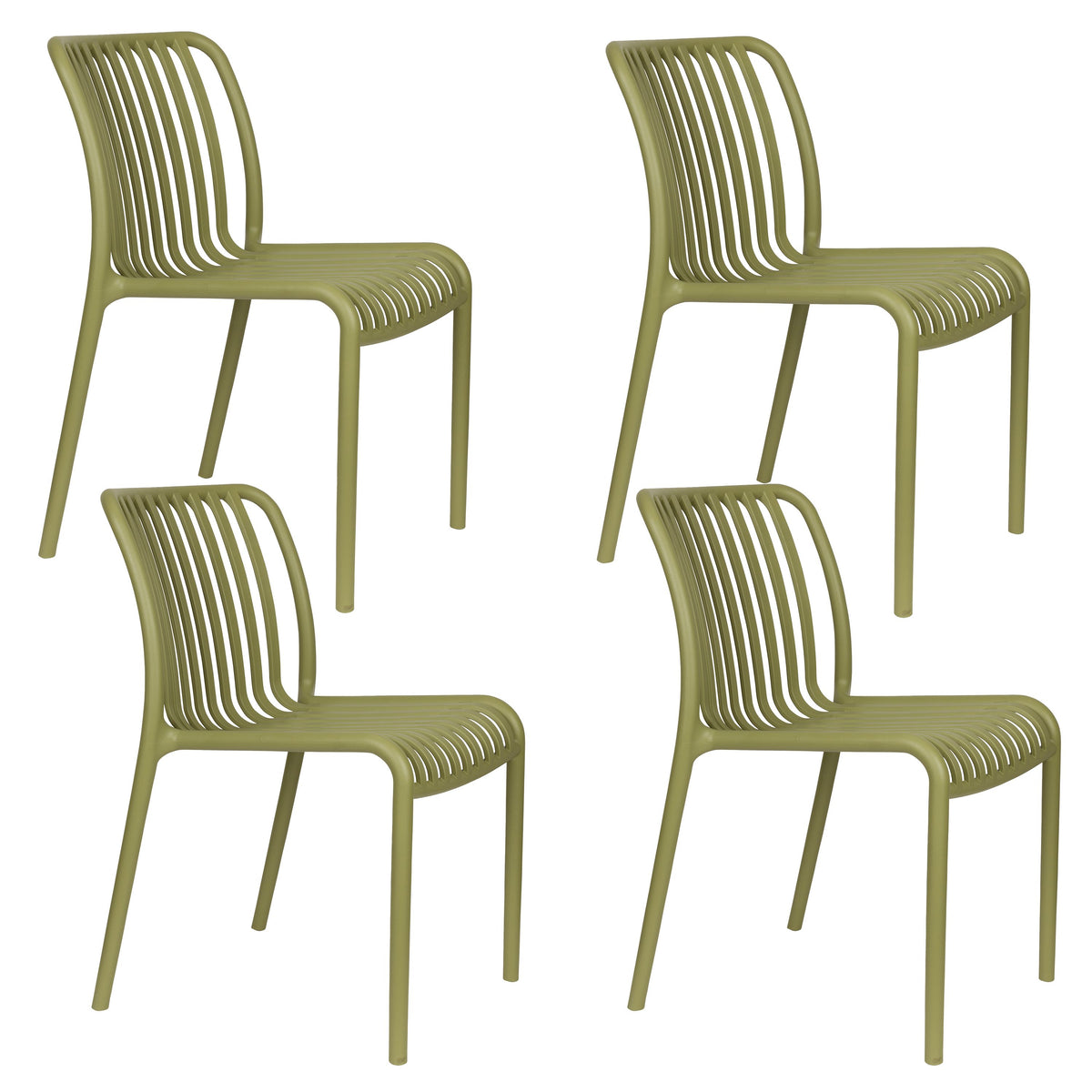 Housecraft Living Mante Tuinstoel Kunststof Groen - Set van 4