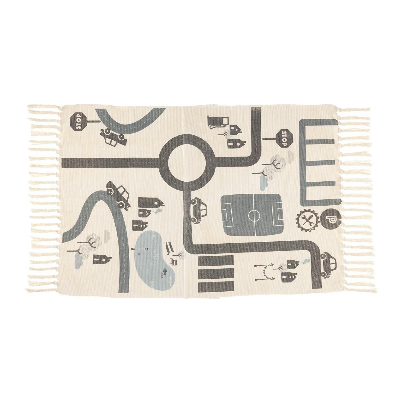 - Tapis de jeu imprimé route coton multicolore 100x150cm