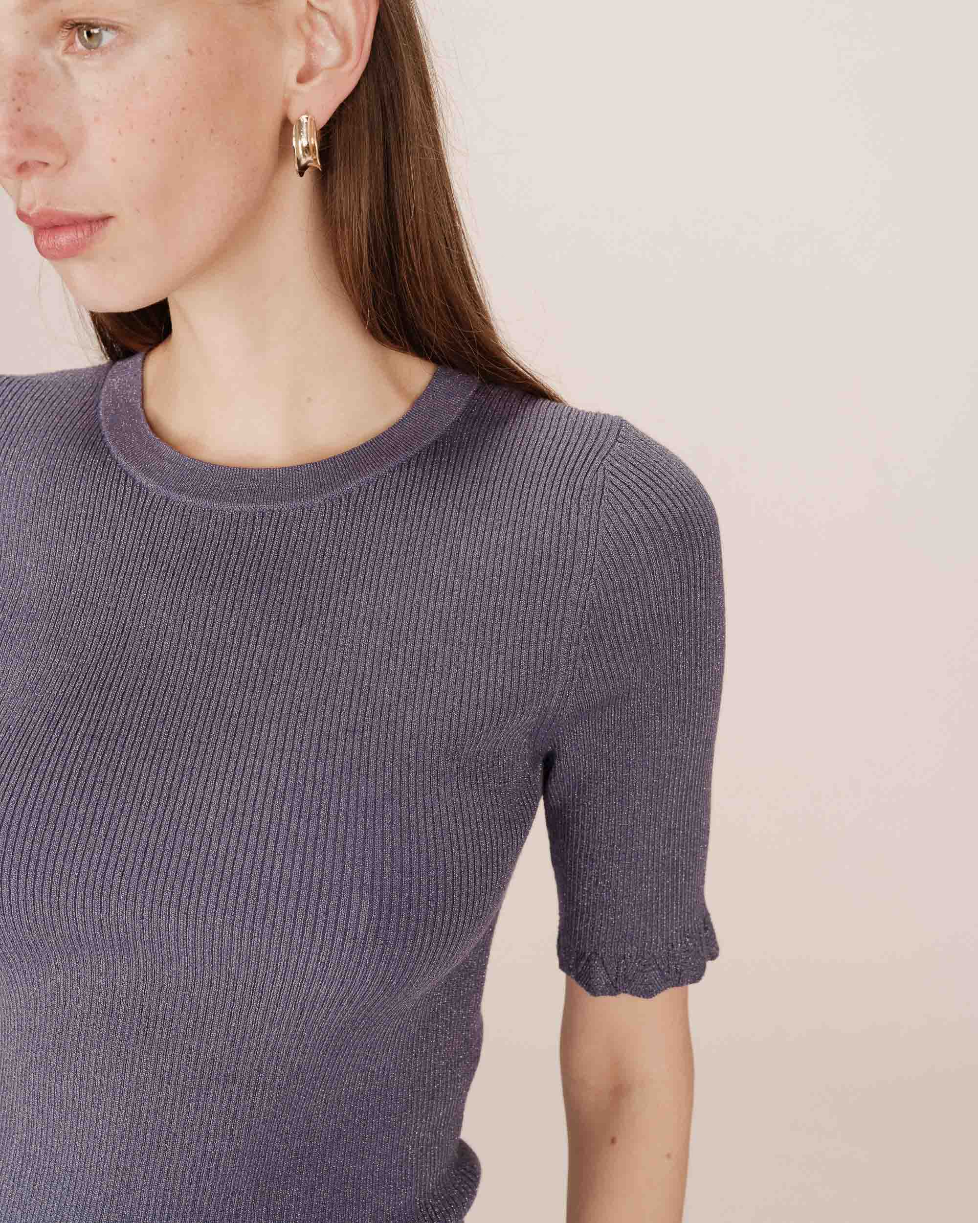 Pull en lurex bleuet Saturne