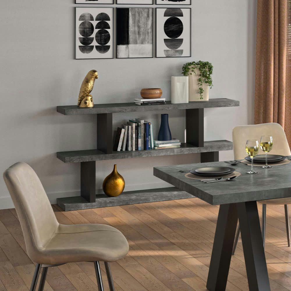 STEP - Bibliothèque effet bois béton et noir