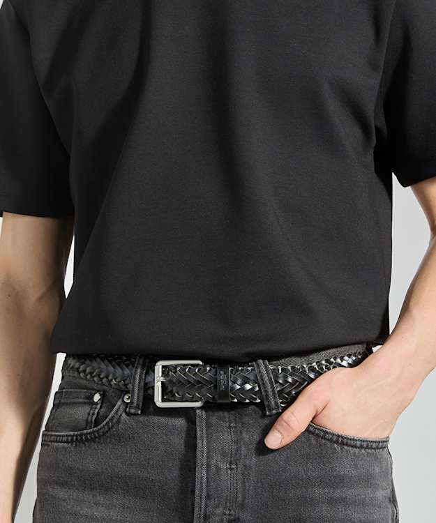 Oxlet Black - Leather Woven Belt