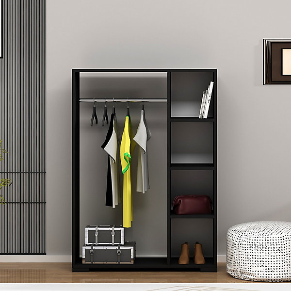 Armoire Nesbyen avec 4 compartiments de stockage 123 x 90 x 30 cm noir en.casa