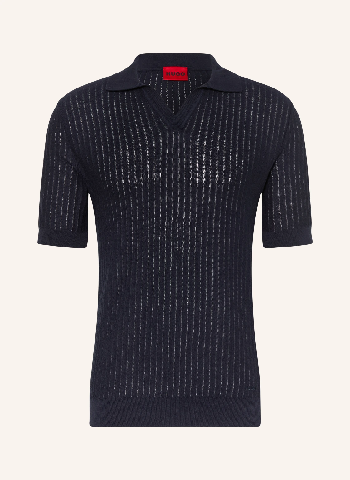 HUGO Strick-Poloshirt SEEMANT Regular Fit mit Leinen