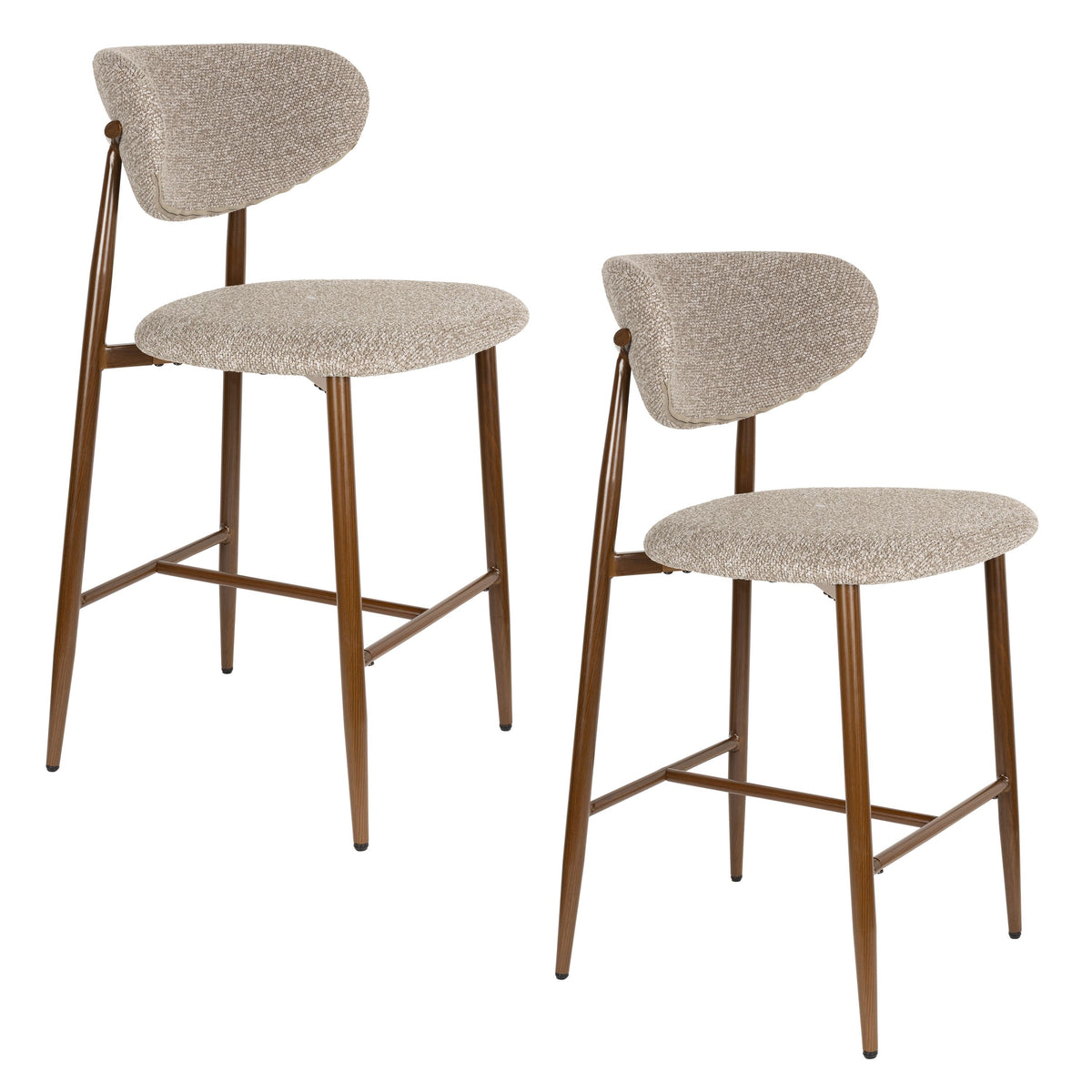 Housecraft Living Noor Barkrukken rugleuning 66 cm Taupe - Set van 2