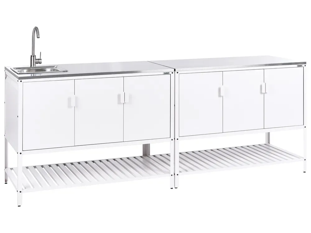 2 Piece Outdoor Kitchen Set with Sink MAENZA Metal White