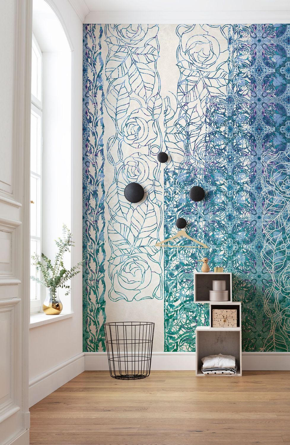 Sanders & Sanders fotobehang art nouveau motief blauw - 250 x 280 cm - 611840