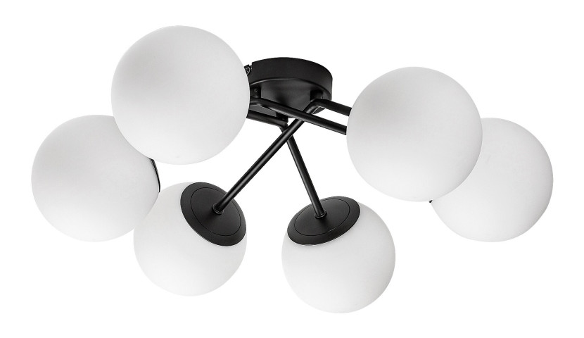Lampa sufitowa czarny matowa-biała MEDUZA 6xE14x20W Rabalux