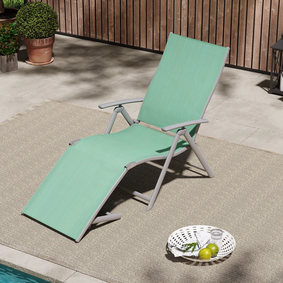 VredHom Outdoor Aluminum Portable Folding Chaise Lounge Chair - 70 L x 20 W x 14 H