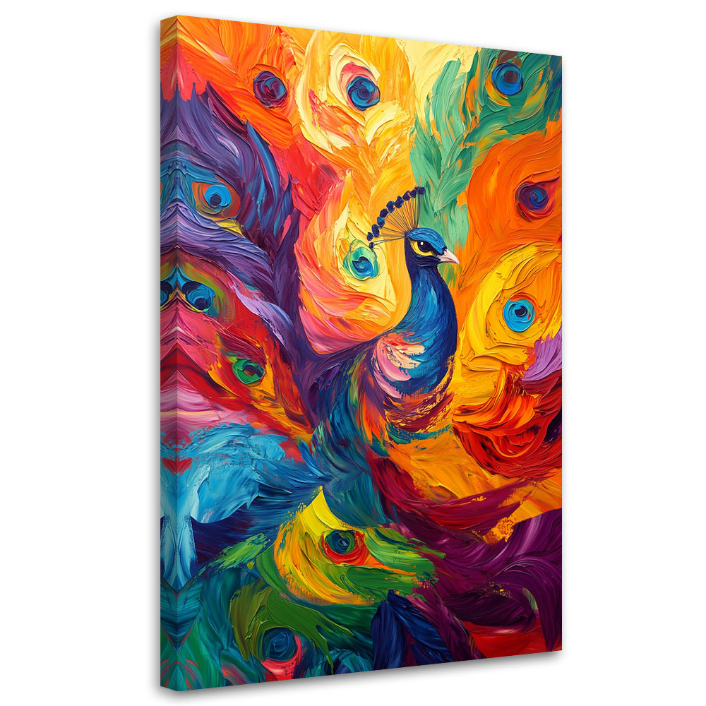 Feeby Obraz na płótnie, Kolorowy Paw Abstrakcja Nowoczesna 40x60