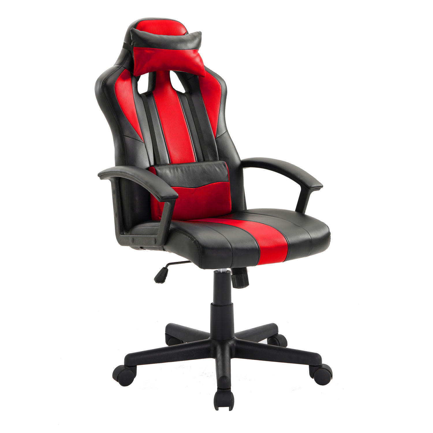 CRASH - Fauteuil de bureau gamer en simili cuir noir et rouge