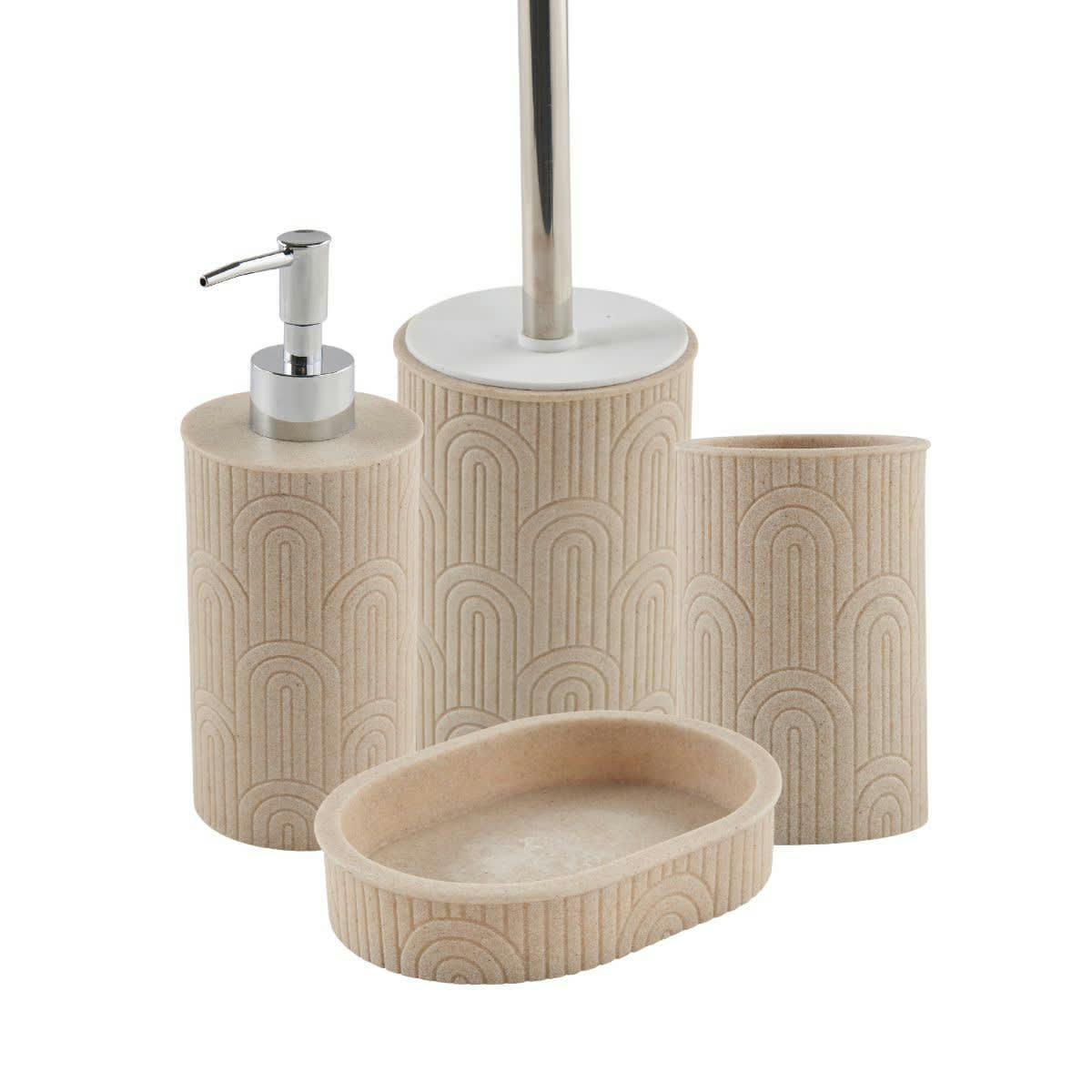 RETRO - Set de salle de bain 4 pièces en polyrésine blanc