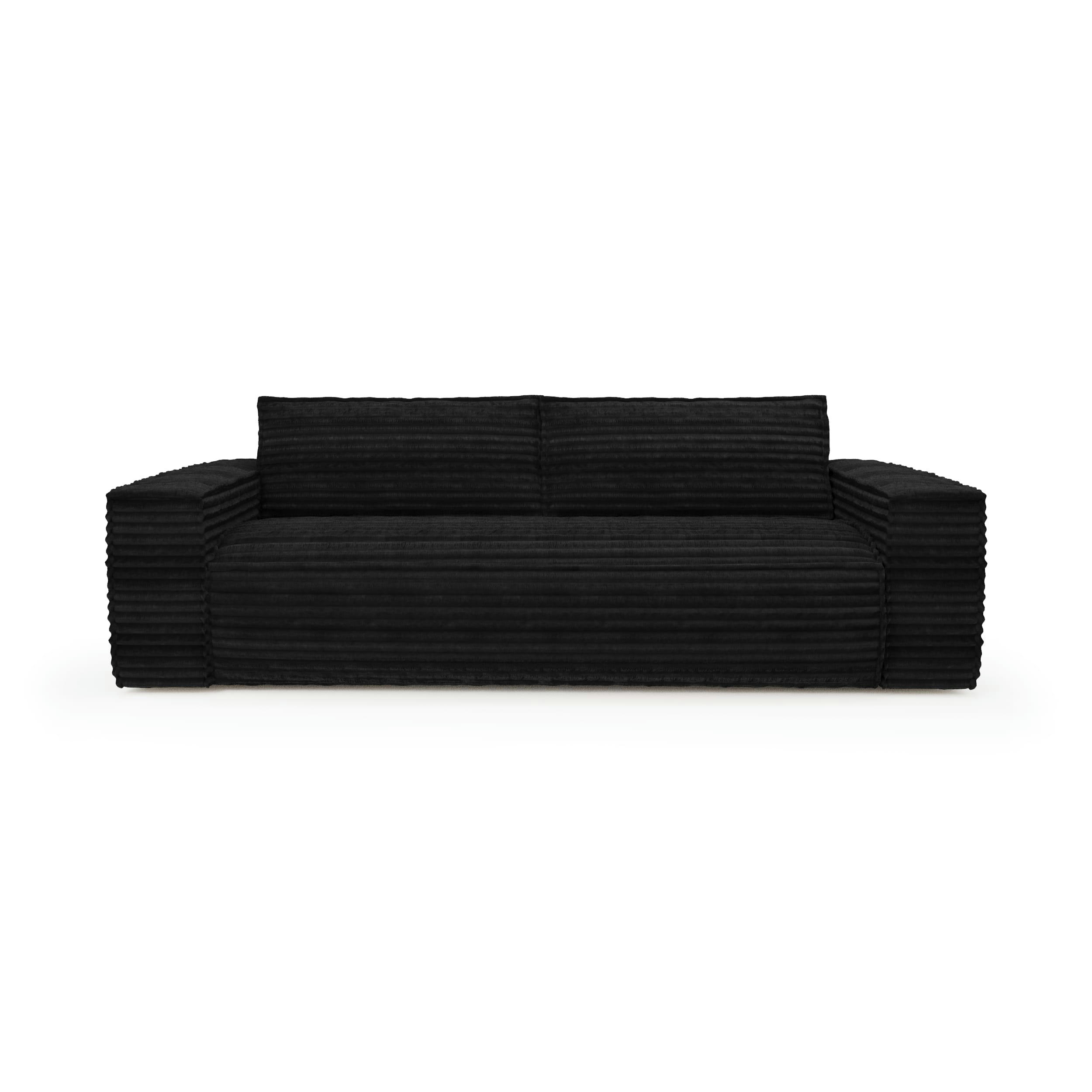 JOAN - Canapé convertible express dunlopillo velours côtelé XXL noir 160cm