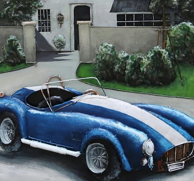 MÉTAL BRASS - Tableau relief en métal voiture sport ac cobra 100x100