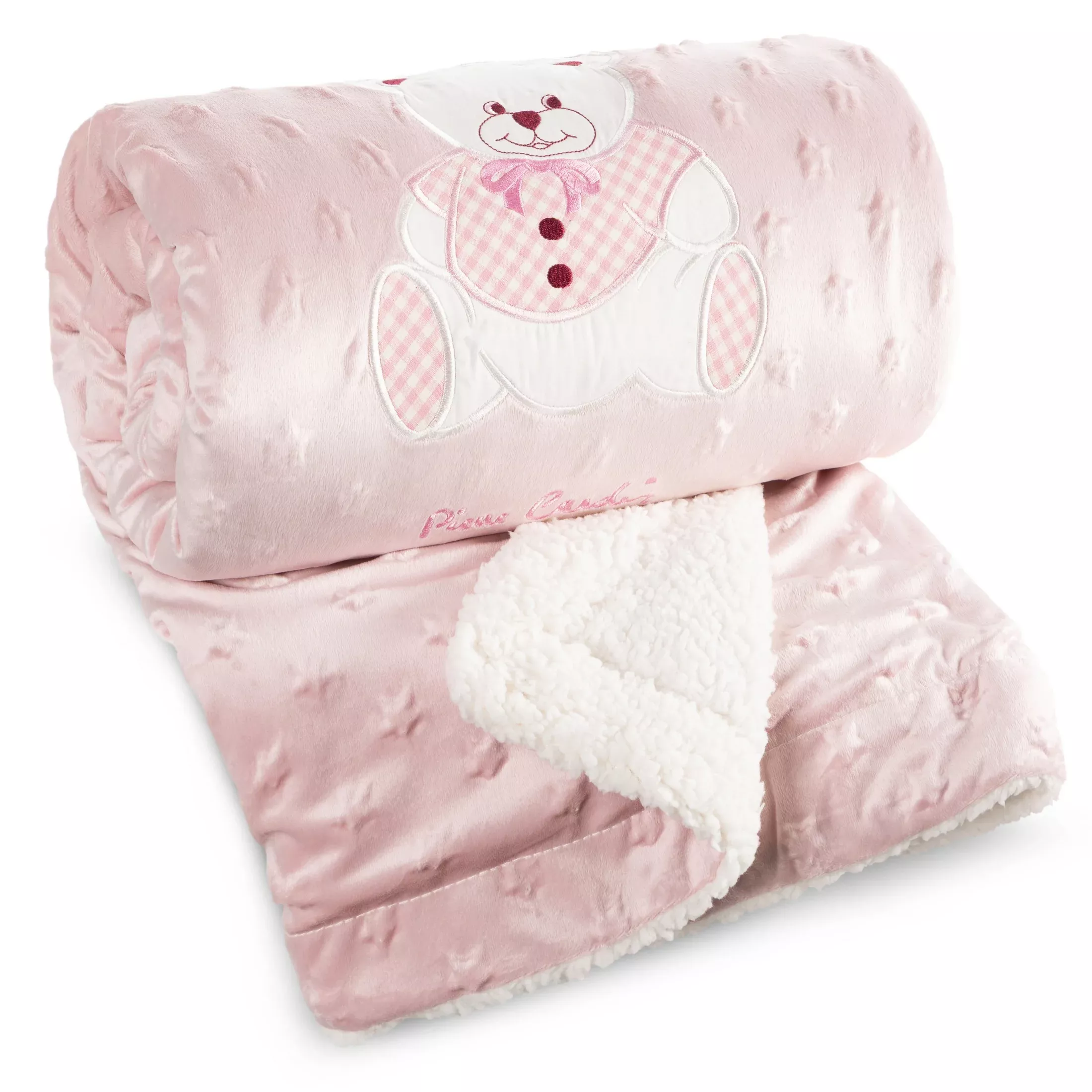 Koc dziecięcy 110x140 cm różowy z dodatkiem przyjemnej tkaniny barankowej BABY 4 Pierre Cardin